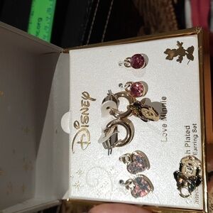 NWT AUTHENTIC GENUINE DISNEYS GOLD LOT OF Minnie INTERCHANGEABLE EARRINGS Hoops